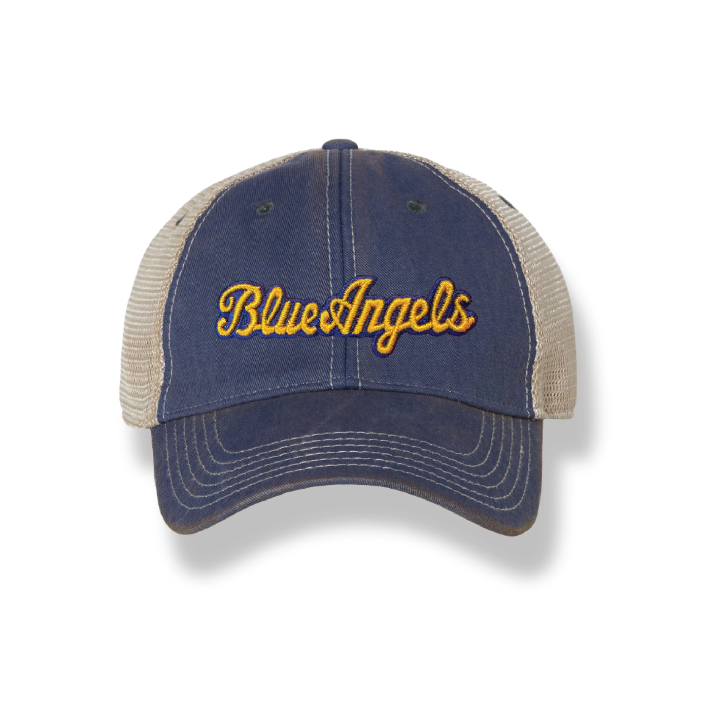 3D Blue Angels Script Vintage Washed Trucker Hat